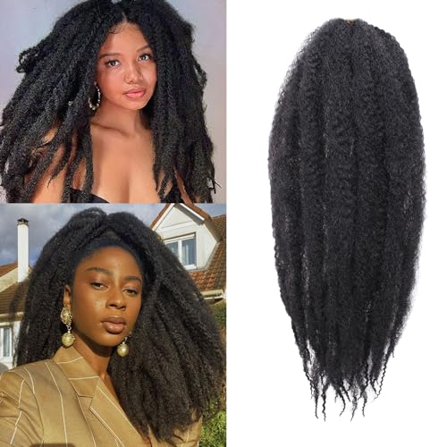 Samtress 18 Inch Marley Twist Braiding Hair 8 Packs Marley Hair For Faux Locs Natural Black Afro Kinky Marley Braiding Hair Synthetic Springy Jumbo Twist Crochet Braids Hair Extensions (Black)