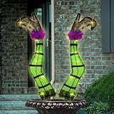 Juegoal Set of 2 Halloween Lighted Wicked Witch Legs with Stakes, 22" Light Up Tinsel Witch Prop, Halloween Yard Signs Timer & 8 Modes, Battery Operated for Outdoor Party Haunted House Garden Decor