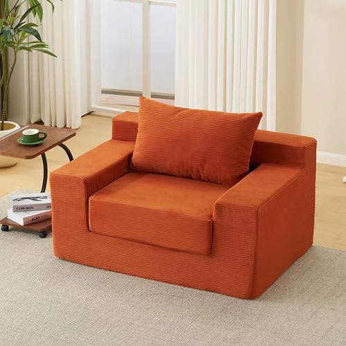 Sofá Cama Plegable Convertible Sofá Individual O Doble Tejido de Pana Relleno de Esponja de Alta Densidad para Sala de Estar de Casa de Alquiler Pequeña A,120 * 86 * 62CM