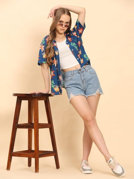 Image of Trendy Queen Women's Printed Straight Mandarin Neck Shirt for Women's | Tops for Woman Shirts | Shirt for Women Stylish Western (SD778 S)