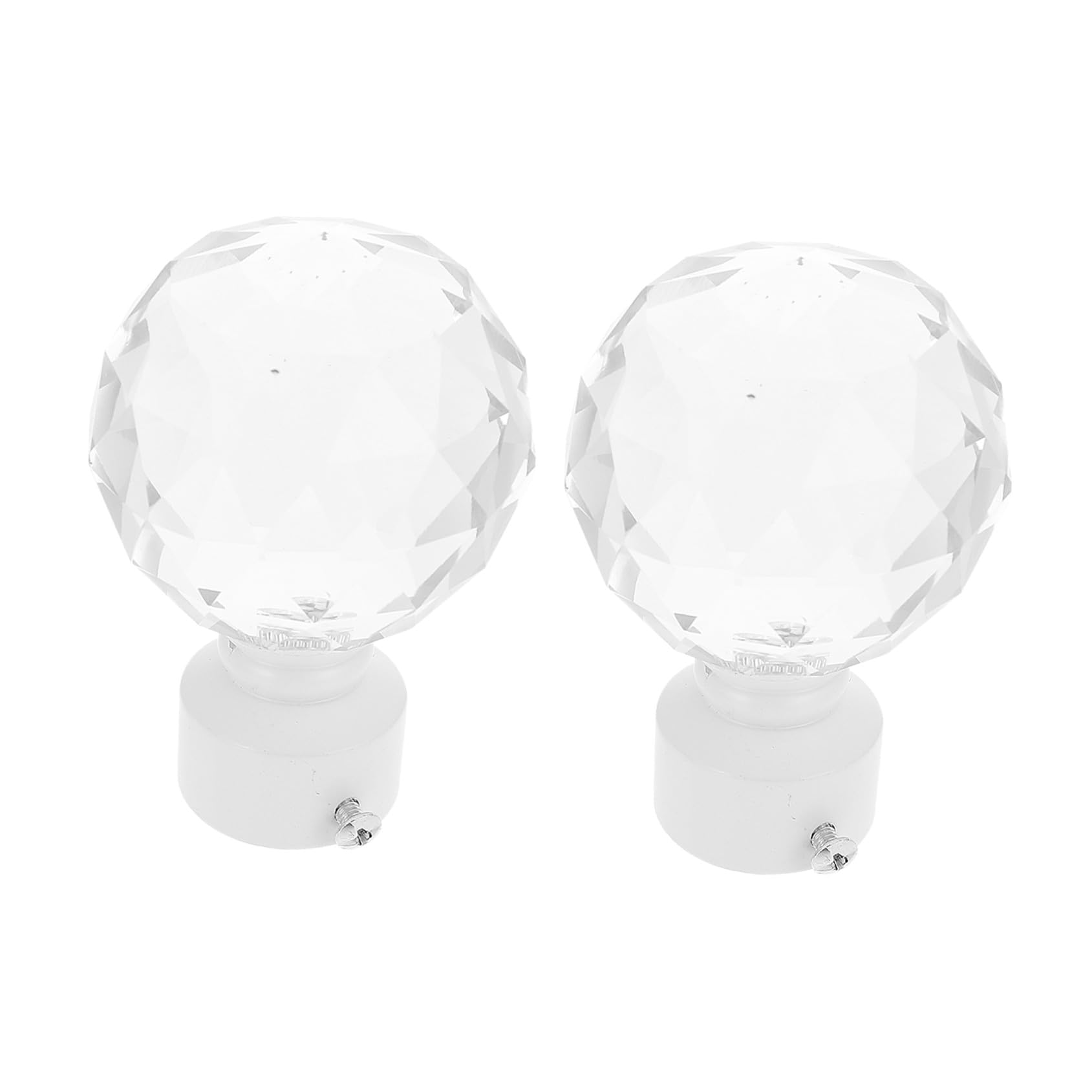 NOLITOY Tête Décorative Décoration Élégante pour Tringle à Rideaux en Fer et Cristal Blanc, Lot de 2 Pièces pour Fenêtres la Maison ou Chambre
