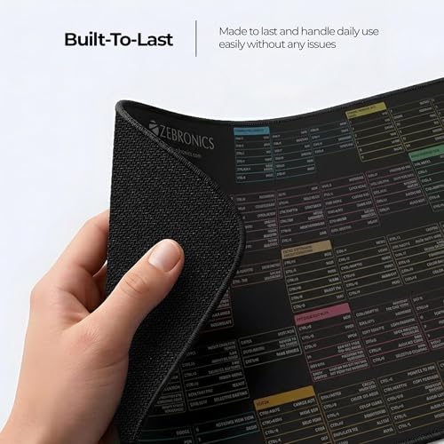Image of Zebronics Mouse Pad, 80 x 30 x 0.2 cm Extended Size, Ultra-Smooth Glide, Anti-Slip Rubber Base, Anti-Fray Edges, Durable Build, Comfortable Surface (MSP XL, Shortcut Key)