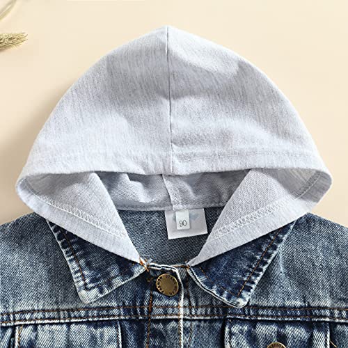 GOOCHEER Toddler Kids Baby Boy Denim Jacket Long Sleeve Button Down Hooded Jean Jacket Fall Spring Coat Outerwear4