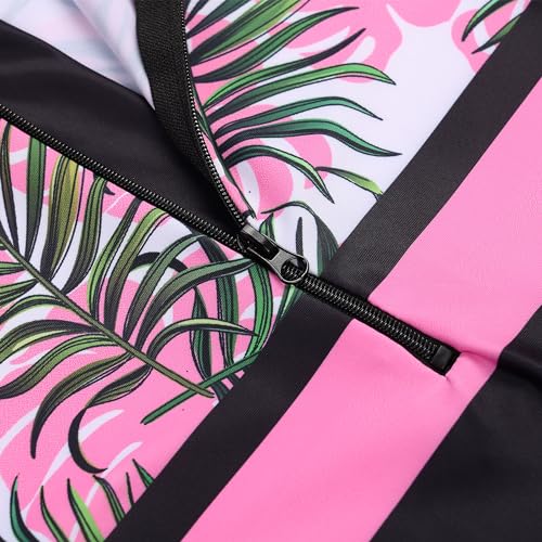 Image of TFJH E 1PCS Girls Short Sleeve Swimsuits UV 50+ Bathing Suits Sunsuits Zipper 2-14Y