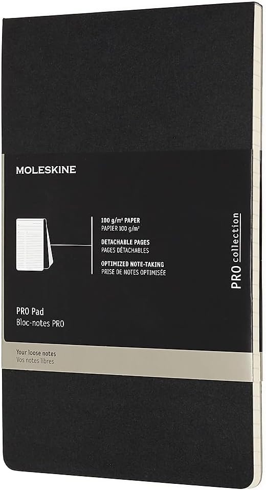 Moleskine PRO Pad, Soft Cover, Large (5" x 8.25") Ruled/Lined, Black, 96 Pages