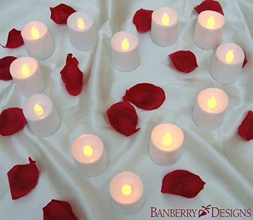 Banberry Designs Led White Votive Candles - Set Of 48 Battery Operated Candles With Realistic, Flickering Flame - Bulk Set Of Candles For Weddings #TOP4