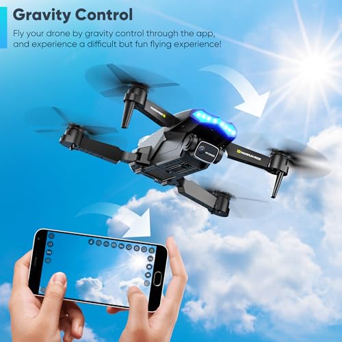 Flymevac Drone with Camera, Dual 720HD, Drone for Kids with Cool Lights, Cestures Control, Vertical Shooting, Waypoint Flight, Gravity Control, 3D Flip, 3-Speeds, Drones for Adults, Beginners, Kids - Image 6
