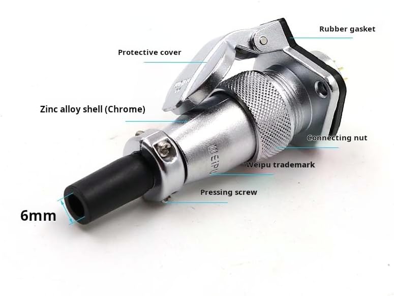 1PCS WS16 Connector 2 3 4 5 6 7 9 Pin High Voltage Waterproof Connector Plug Socket Industrial Power Metal Cable Connectors(Plug,5P)