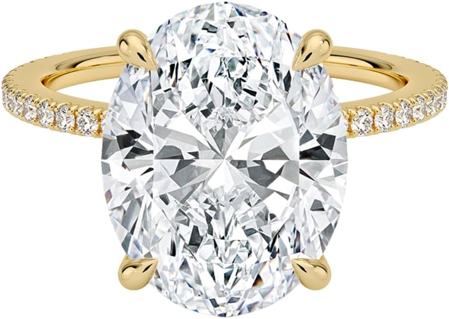 Moissanite Engagement Ring for Women 1-5 CT VVS1 Colorless, Hidden Halo Three Quarter Setting, 10K/14K/18K Solid Gold, 925 Sterling Silver Moissanite Christmas Gift For Her