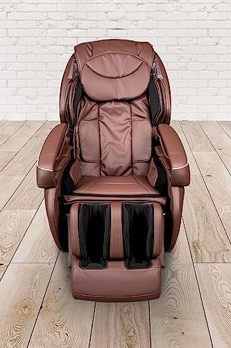 trends4cents PureHaven Massage-Sessel Knet- und Klopfmassage Heizfunktion Bluetooth USB Sprachsteuerung braunes PU-Leder Fuß- Rücken- und Gesäßmassage – Bild 4