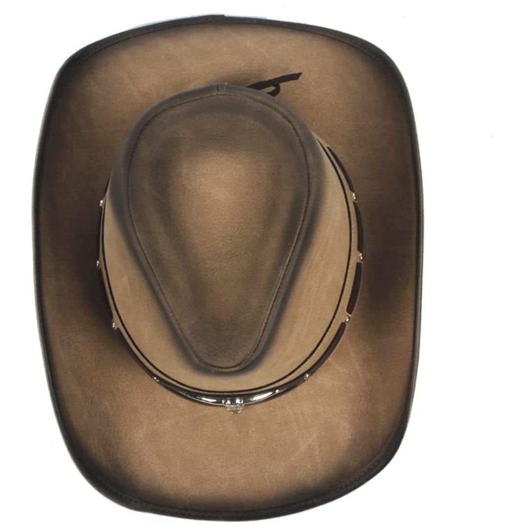 Sombrero De Cowboy de Cuero para Hombres y Mujeres Cowgirl Sun Hat Outback de Ala Ancha (Color: Natural, Tamaño: 58-59 Cm)
