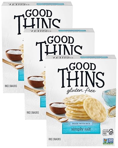 GOOD THINS Simply Salt Rice Snacks Gluten Free Crackers, Snack Crackers, 3.5 oz (Pack of 3)