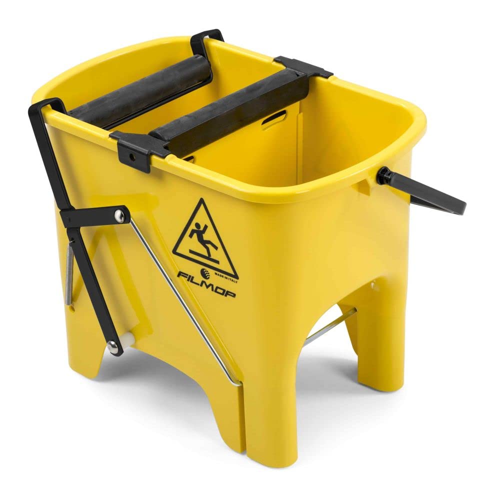 Kit secchio lavapavimenti Filmop Ro-Cket con strizzatore a pedale + 1 telaio pieghevole + 1 Mop Speedy in Microfibra. Lavi. strizzi e non pieghi la schiena.