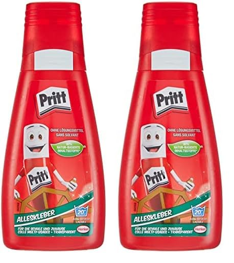 Pritt Alleskleber, schnell trocknender Kleber mit einfacher Anwendung, lösemittelfreier Flüssigkleber für Kinder, 100 g weißer Bastelkleber für viele Bastelmaterialien, 9H PAKA2 (Packung mit 2)
