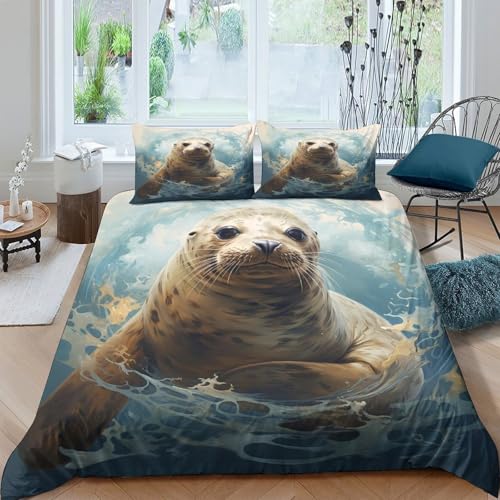 Housse de couette phoque anti-acarienne avec fermeture éclair pour lit single