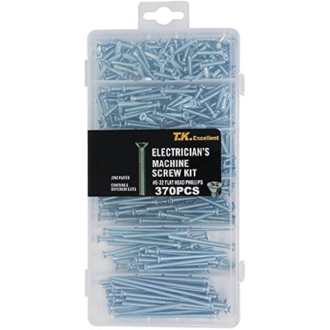 T.K.Excellent Flat Head Phillips Electrician's Machine Screw Kit,370 Pcs Cover