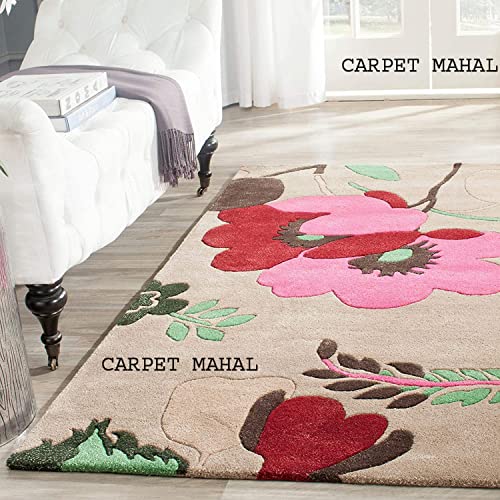 Image of Carpet Mahal Export Quality Handmade Tuffted Pure Woollen Carpet for Hall Living Room Bedroom Size 10 x 14 feet (300X425 Cm) Color-Multi