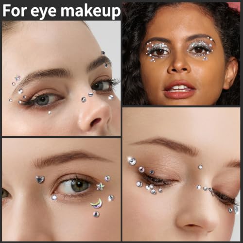 Image of Teenitor 760pcs Face Gems Hair Gems Self-Adhesive Rhinestone Gem for Women