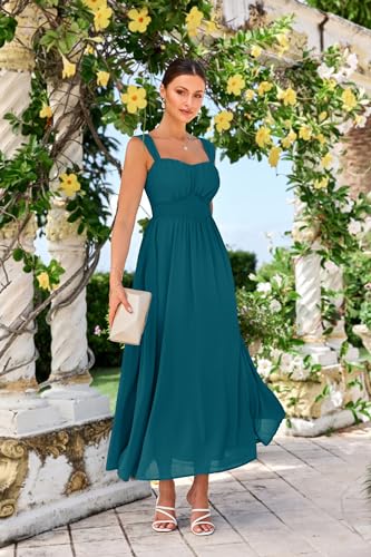 Image of GRACE KARIN 2026 Women's Summer Floral Wedding Guest Dress,Beach Flowy A Line Maxi Off Shoulder Bridesmaid Dresses
