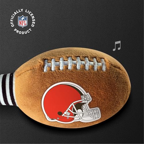 Image of Cleveland Browns Plush Football Rattle by Smilo - Officially Licensed NFL Baby Rattle Toy - Soft Baby Rattle with Bell - for Babies and Toddlers from 3 Months
