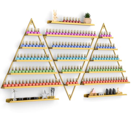 Noverlife 6 Packs Metal Nail Polish Rack for Nail Salon, 5 Tiers Triangular Metal Wall Mounted Nail Polish Storage Racks, 3