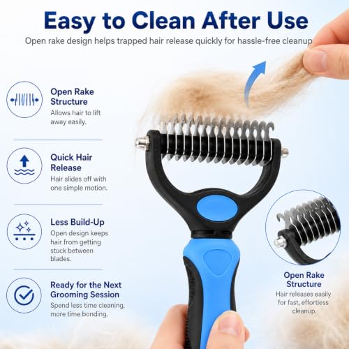 Image of Pet Grooming Pro Tool for Dogs Deshedding Brush Shedding Undercoat Rake Dematting Cat Deep Detangling Comb Remover Dual Sided Blade Long Haired Trimmer Matting Slicker (PINK)