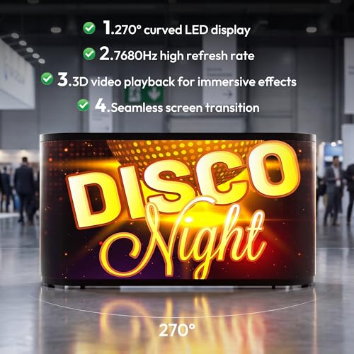 Image of P2.5 LED Screen Display Front Desk Reception Counter, Magnetic Module for Front Maintenance, GOB Anti-Scratch, APP /HDMI /USB Plug & Play, Wheeled Mobile Desk for Exhibition, Wedding & Commercial Events