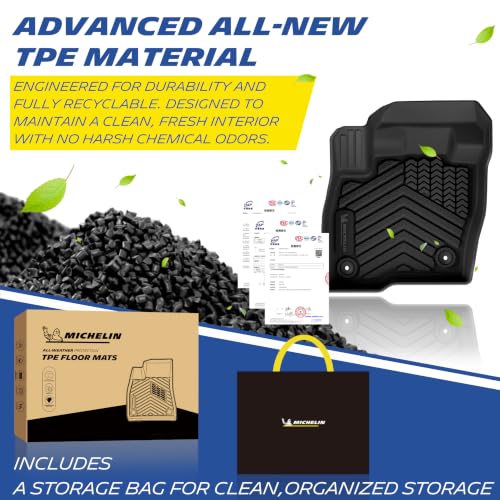 Image of Michelin Vehicle Mats, All-Weather TPE Custom Fit Liner for 2015-2024 Ford Edge (4 Piece), Premier