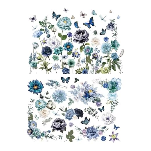 Joeyan Pegatinas y Transferencias de Flores Silvestres Muebles y Manualidades, 43x30cmx2 Rub on Transfer Stickers, Calcomanía para el Hogar DIY sobre Madera Vidrio Metal Porcelana Papel Plástico