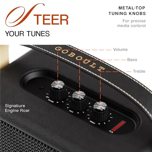 Image of GOBOULT Mustang GT 40, Dual Drivers, Bass Radiator, 6Hrs Battery, Metallic Grill, BTv 6, 40 W Bluetooth Speaker (Apex Black, Stereo Channel)