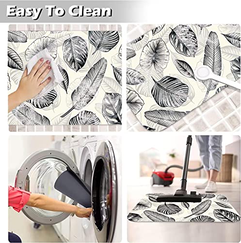 Aibiin Leaves Bathroom Rugs Water Absorbent Fast Drying Palm Leaf Bath Mats Decor Machine Wash Non Slip Doormats For Tub Shower Bath Room 16"X24" #TOP6
