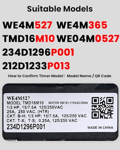 Image of TMD16M10 WE4M527 WE4M365 234D1296P001 Dryer Timer Compatible with GE Dryers Replaces PS3654187 WE04M0527 212D1233P013 2754526 AP5632405 EAP3654187 OEM Upgraded Dryer Timer