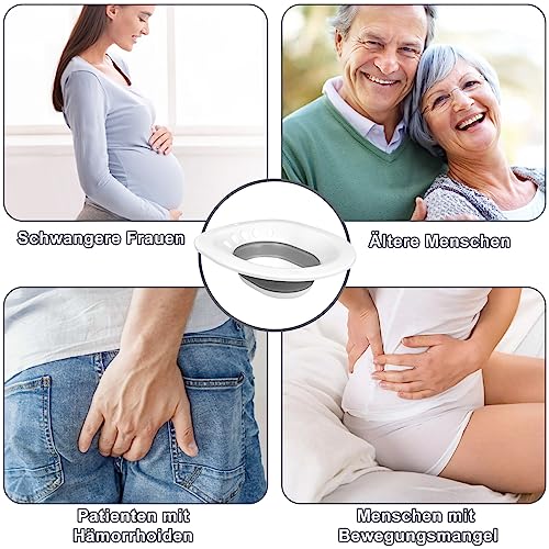 DEANIC Sitzbad für Toilette Faltbares Sitzbadewanne für Hämorrhoiden, Sitzbadewanne Erwachsene für Postpartale Betreuung und ältere Menschen, Aufhängbar Sitz Bath (Grau)