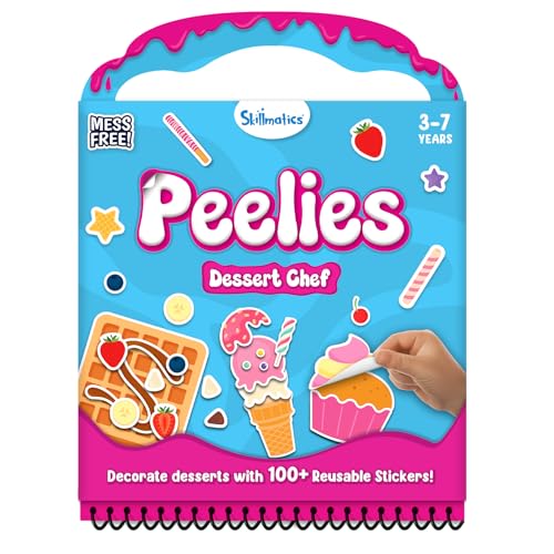 Skillmatics Reusable Sticker Activity Book - Peelies, 100+ Reusable Cling Stickers, 6 Pictures, Mess-Free Fun for Kids, Creative Play & Travel Toy, Gifts for Boys & Girls Ages 3, 4, 5, 6, 7