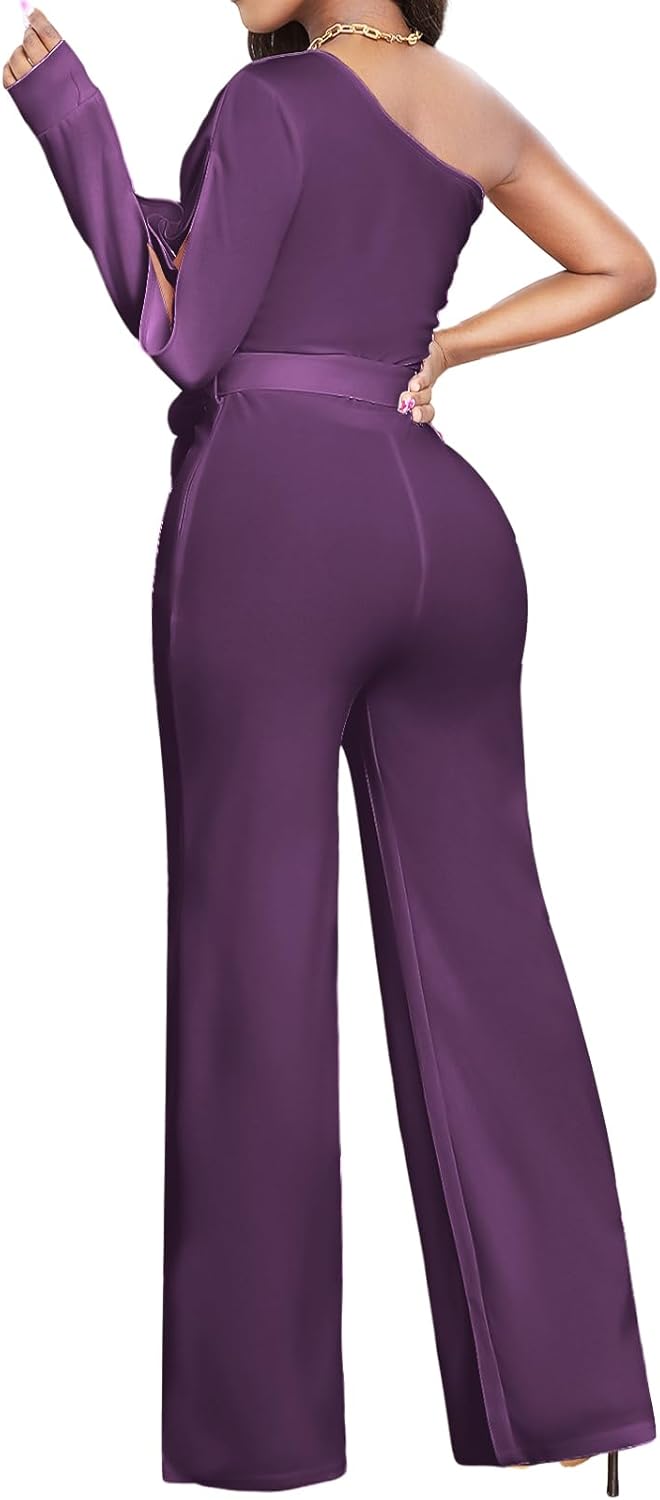 sexycherry Formal Jumpsuit for Women Dressy Elegant Long Straight Pants Jumpsuits for Party Club with Zipper - Image 2