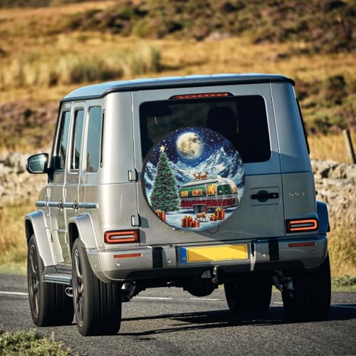 Image of Christmas Camper Spare Tire Cover Winter Weatherproof Universal Wheel Protectors Christmas New Year Wheel Covers for Rv Camper Travel Trailer SUV Truck 16 Inch Holiday Xmas Decor