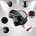 1Storm New Motorcycle Bike Modular Full Face Helmet Dual Visor Sun Shield with Rechargeable LED Tail Light: Matt Black