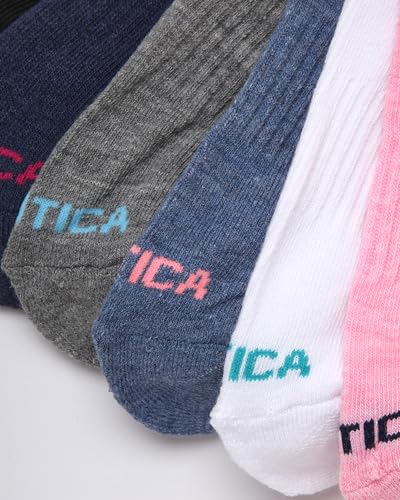 Image of Nautica Womens Quarter Socks Athletic Cushion Moisture Wicking Socks 6 Pack | Stretch Performance Dri-Motion Fabric, Cushioned with Arch Support, Breathable Mesh Panels, Quarter Cut, Shoe Size 4-10