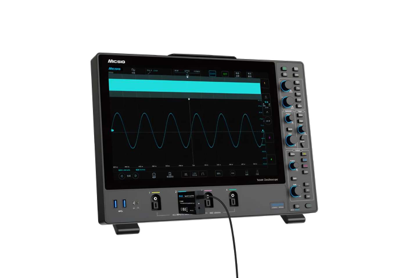 Micsig Oscilloscope numérique à stockage 250 MHz, fréquence d'échantillonnage 3 GSa/s, profondeur de mémoire 360 Mpts, 4 canaux, écran tactile plein de 14 pouces (MDO2504 250MHz)