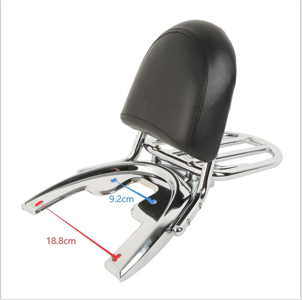Rückenlehne Sissy Bar Gepäckträger Chrom Metall & Leder für Harley V-Rod VRSCSE 2005 VRSCA VRSCB VRSCD 2002-2006