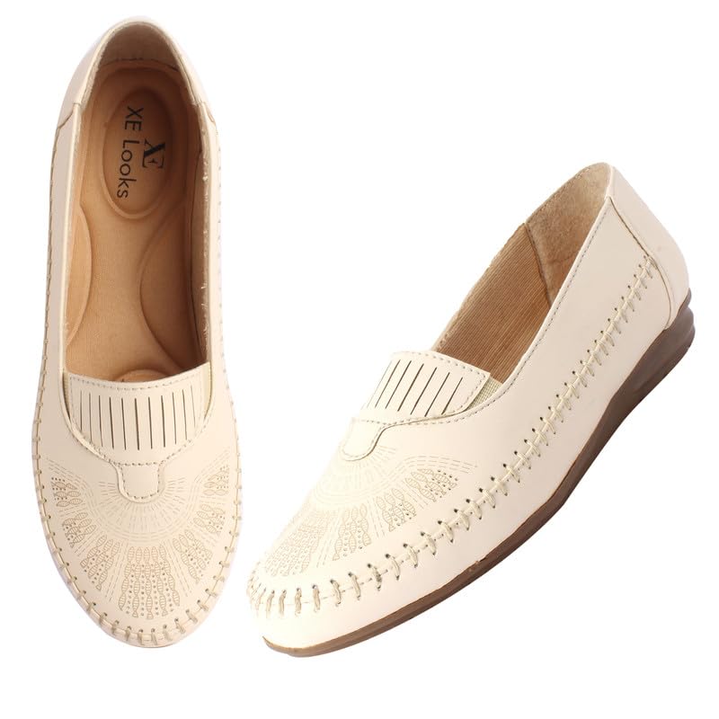 XE Looks Cream Soft Stylish Casual Comfortable Flat Bellies Shoes For Women & Girls Footwear, 6 UK (B09W2L3CR3) Amazon Price History, Amazon Price Tracker