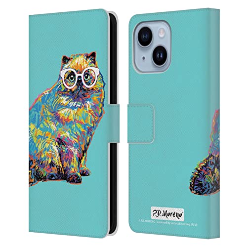 Étui portefeuille iPhone 14 Plus chat multicolore avec support