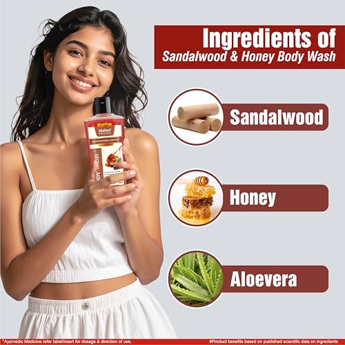 Image of Multani Naturals Sandalwood & Honey Body Wash I Ayurvedic Body Wash with Sandalwood & Almond Oil and Aloe Vera Extracts for Men & Women - its Unisex I Herbal Body Cleanser for Healing & soothing your Body I Paraben Free I Sulphate Free I Kind to All Skin Types I (270ml)