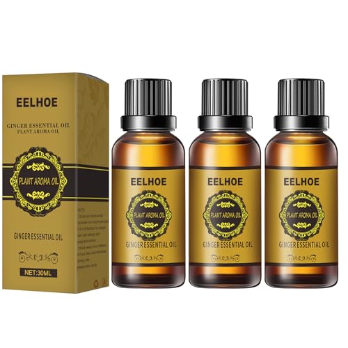 3 Pcs Belly Drainage Ginger Oil, Ginger Oil Lymphatic Drainage Massage Promote Blood Circulation, Natural Botanical Ginger Essential Oil Care for Skin. (90 ML)