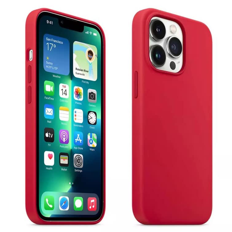 SMAIGEDesigned for iPhone 14 Plus Case 6.7 inch, Liquid Silicone Ultra Slim Shockproof Protective Phone Case with [Soft Anti-Scratch Microfiber Lining] for iPhone 14 Plus (Silicone Case-Red)