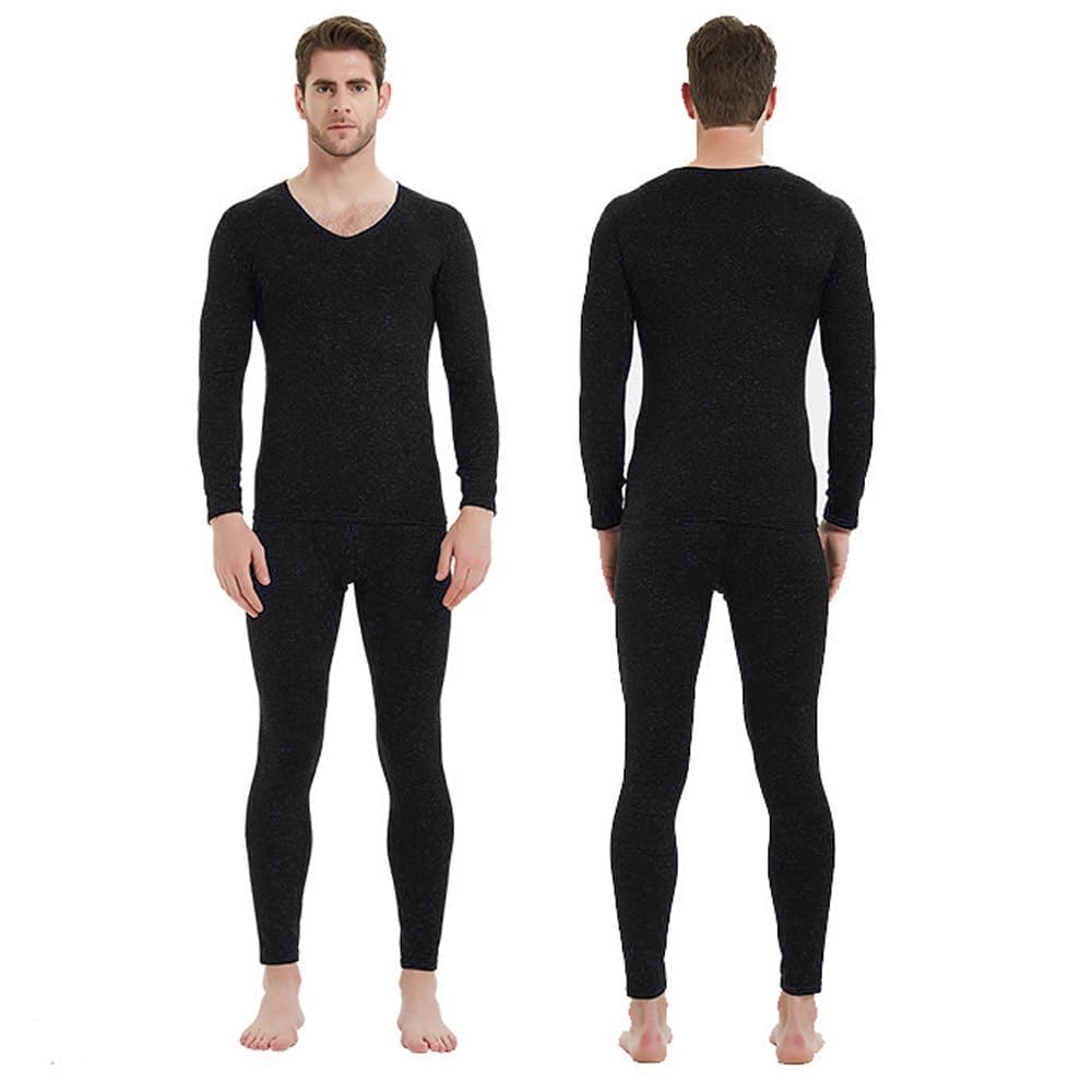 KBRPEY Ensemble Sous-Vêtements Thermiques Homme – Noir, Taille XXXL – Chaud, Doux, Respirant – Idéal Ski/Hiver