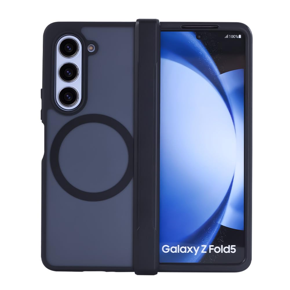 ioiFour Magnetic Case for Samsung Galaxy Z Fold 5 with Hinge Protection, Simple Premium Lightweight Matte Black Hard Case