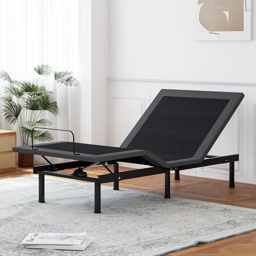 Image of EGOHOME Twin XL Adjustable Bed Frame for Pain Relief, Metal Folding Bed Base with Remote for Independent Head and Foot Incline, Zero Gravity, Anti Snore