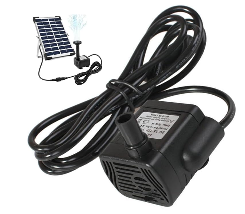 Solar Fountain Pump, DC 12V for MINI Solar Fountain Pump Replacement with 1.5m Wire,Powerful and Versatile Submersible Water Pump for Aquariums, Ponds, and Gardens (5.5-12V)