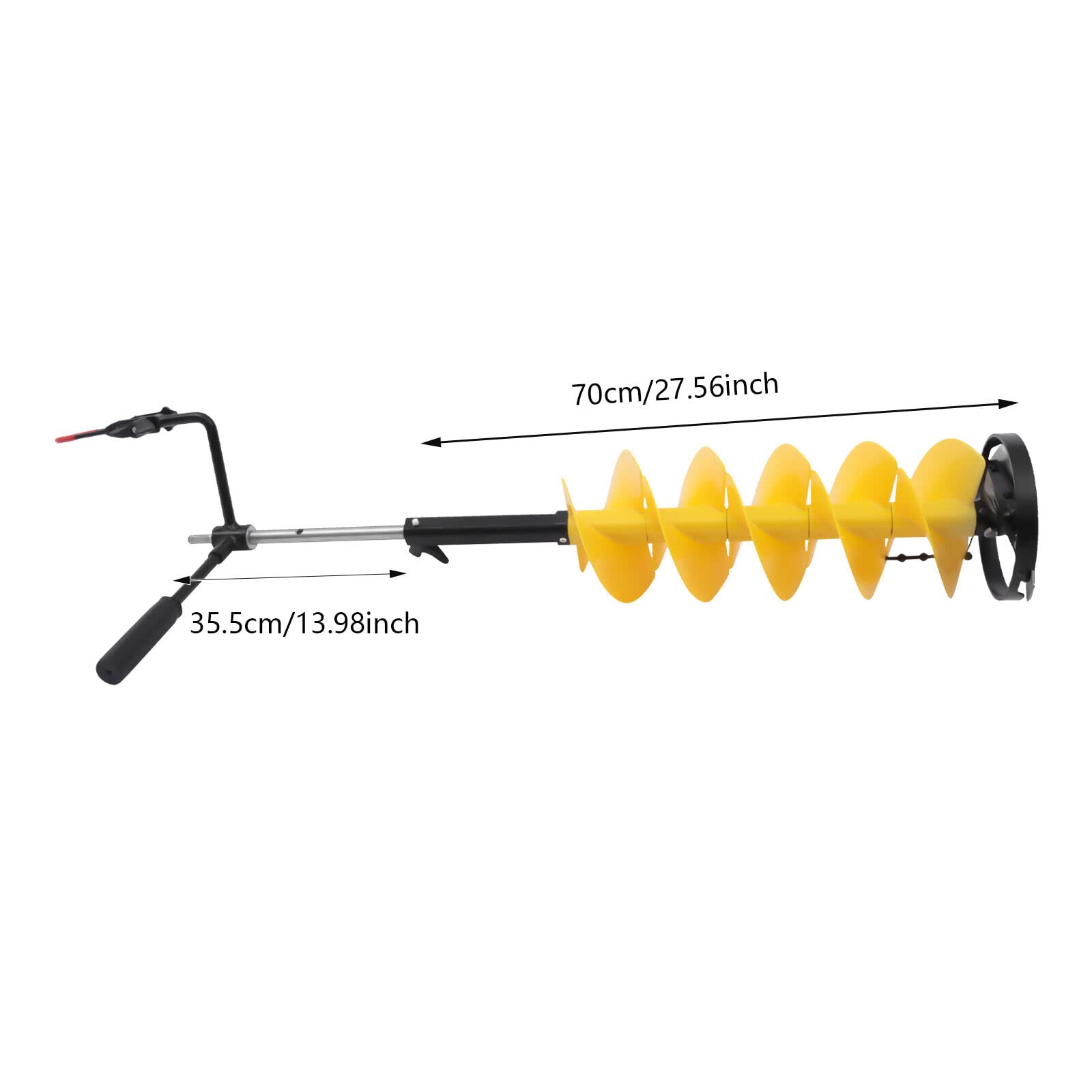 Nylonowy świder do lodu Wiertło do lodu 8''x41'' Adapter do wiertarki do wędkarstwa podlodowego, z regulowanym 14-calowym prętem przedłużającym, do wiercenia w lodzie Lepsze wędkowanie Żółty